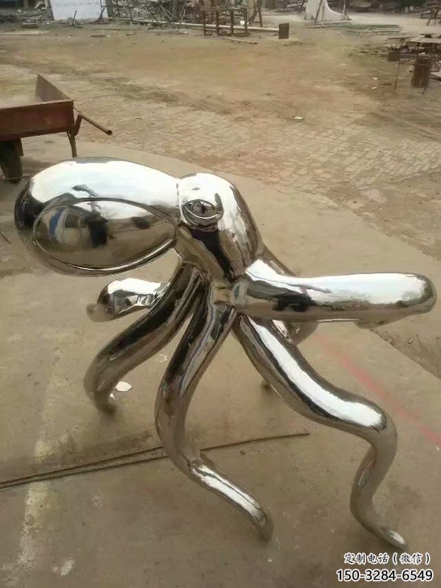 不銹鋼章魚(yú)雕塑廠家，鏡面動(dòng)物，海洋生物小品 (2)