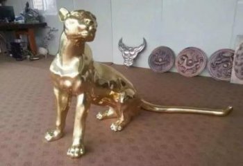 古銅色豹子銅雕塑廠家 大型城市雕塑 商業(yè)街?jǐn)[件