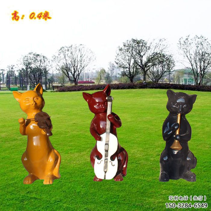 操場小貓雕塑，公園題材，剪影工藝