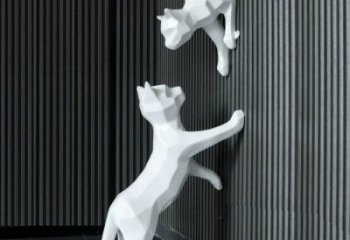 庭院小貓雕塑，動物主題，抽象工藝