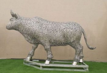 小區(qū)小牛雕塑，抽象系列，網(wǎng)格工藝