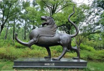 冷飲店白虎雕塑，鍍銅神獸雕塑，鏡面工藝