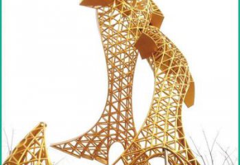 庭院魚形雕塑，鍍金歐式雕塑，網格形式