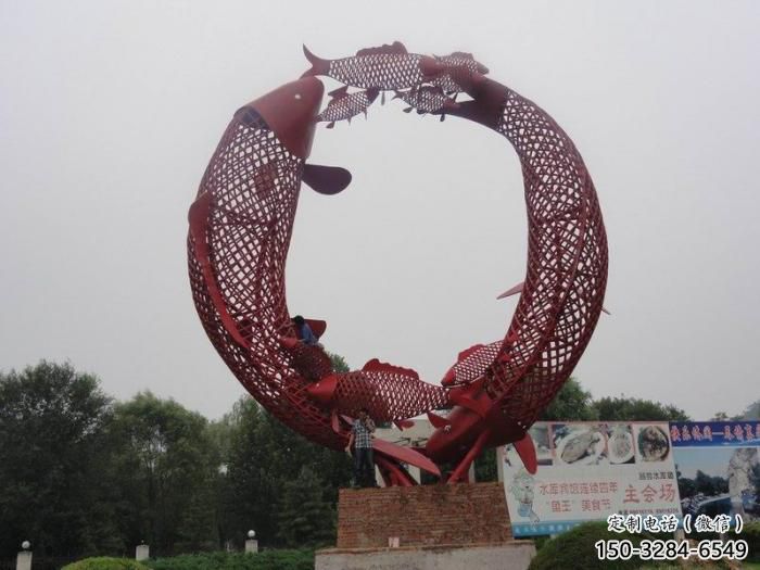 校園魚形雕塑，拉絲海洋雕塑，卡通主題