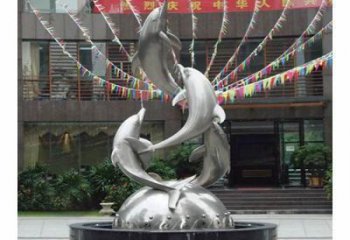 動物不銹鋼魚形雕塑，房地產門口雕塑，鏡面工藝