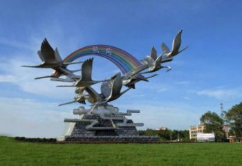 校園白鷺雕塑，拉絲海洋雕塑，卡通主題