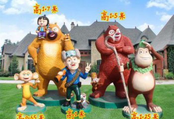 廣場維尼熊雕塑，卡通水景雕塑，抽象效果