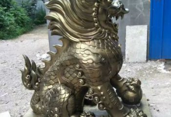 步行街麒麟雕塑，鑄銅農耕雕塑，鑄造方式