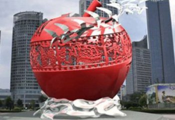售樓處蘋果雕塑 商業(yè)街仿真雕塑 水果擺件