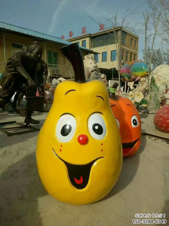 彩繪雪梨雕塑 仿真雕塑 步行街擺件