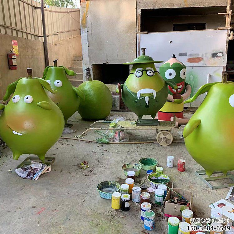 雪梨雕塑，卡通水果雕塑，仿真彩繪工藝制作