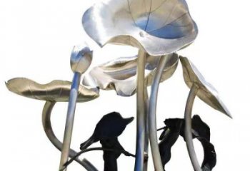 農(nóng)村荷葉雕塑 抽象藝術(shù)花卉雕塑 烤漆植物雕塑