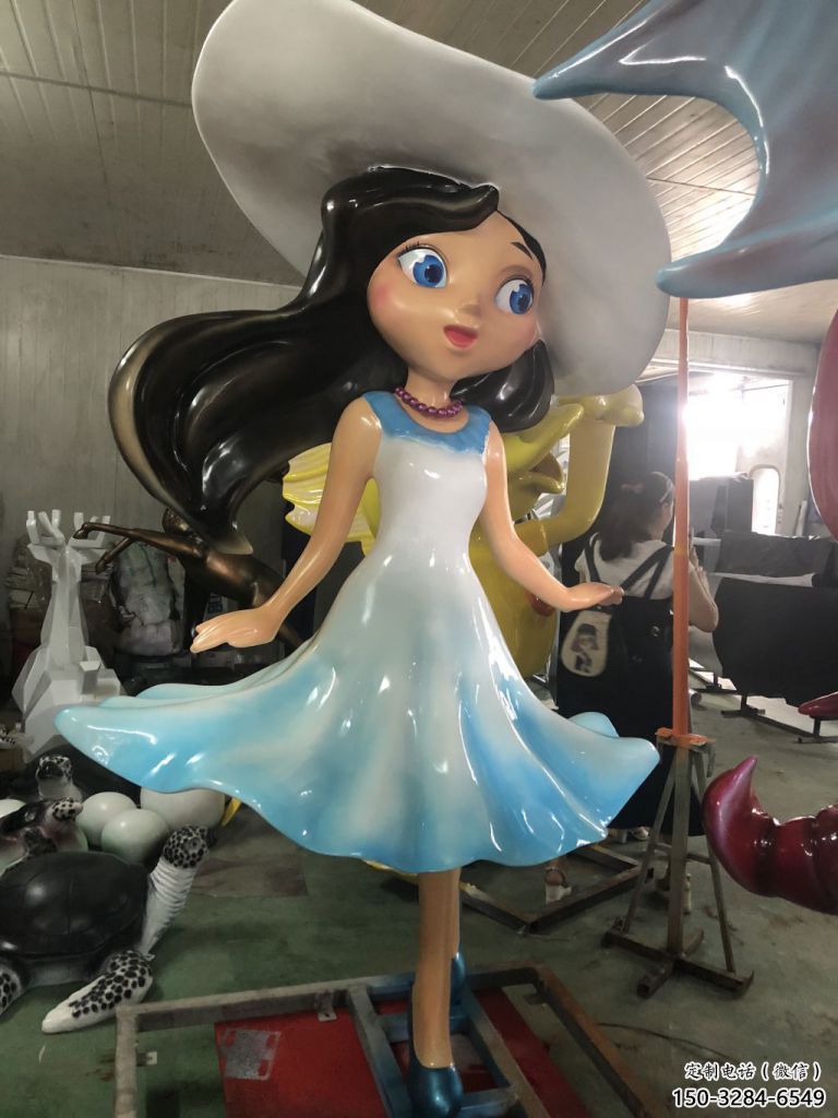 彩繪女孩雕塑 大型城市雕塑 商業街擺件