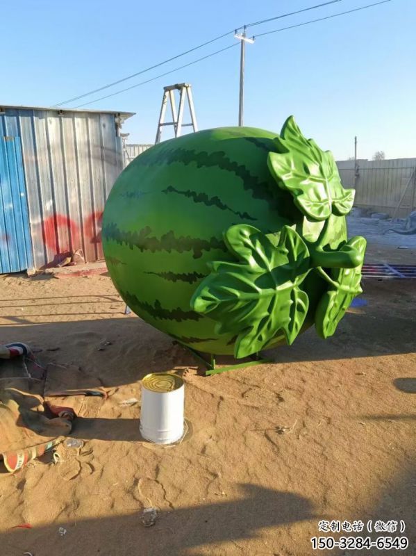 制造果籃雕塑展品，鋼管組合，西瓜果籃雕塑常用