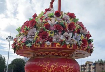 文化花籃雕塑展品，景觀雕塑，景觀花籃雕塑供應