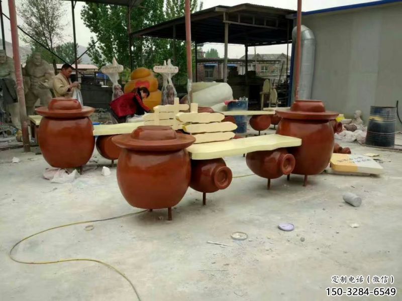 壇子坐凳雕塑,抽象藝術(shù)原理，玻璃鋼坐凳雕塑制作