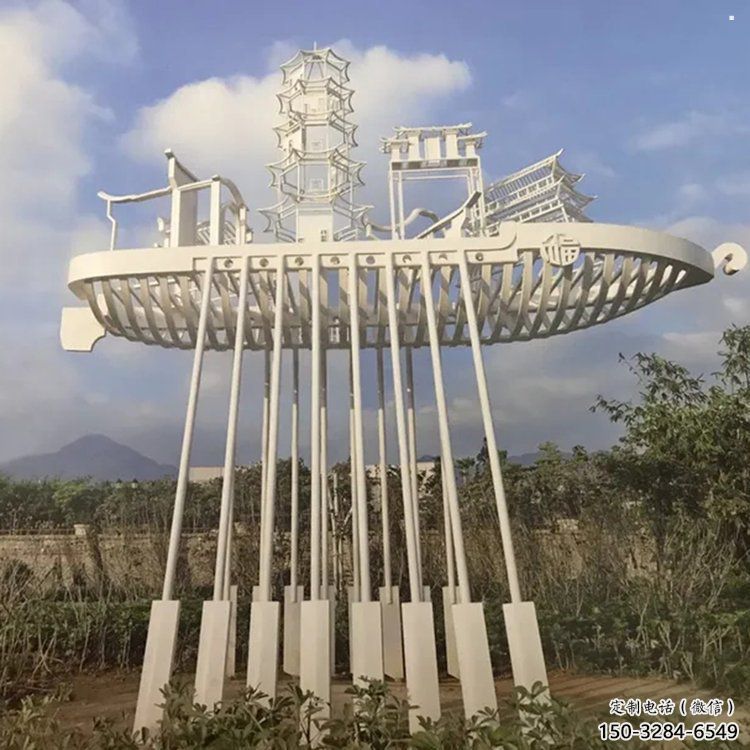 房地產龍舟雕塑，仿古景觀雕塑，噴砂制造