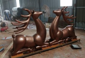 冷飲店馴鹿雕塑，鍍銅海洋雕塑，鏡面工藝