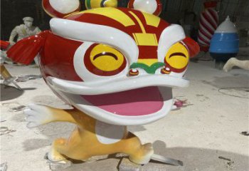 吉祥物動物雕塑，卡通獅子雕塑，玻璃鋼彩繪效果