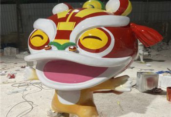 卡通形態效果，玻璃鋼卡通獅子雕塑，美陳景觀擺件