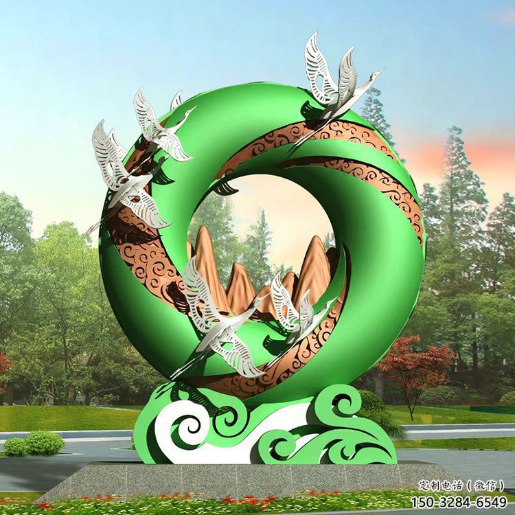 中式圓環雕塑定價，街頭雕塑，烤漆圓環雕塑精選