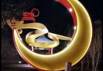 制造月亮雕塑廠家，地標擺件，烤漆鏤空月亮雕塑精選