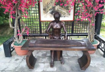 衡水彈古箏雕塑廠家，景觀概念，民俗人物雕塑通用