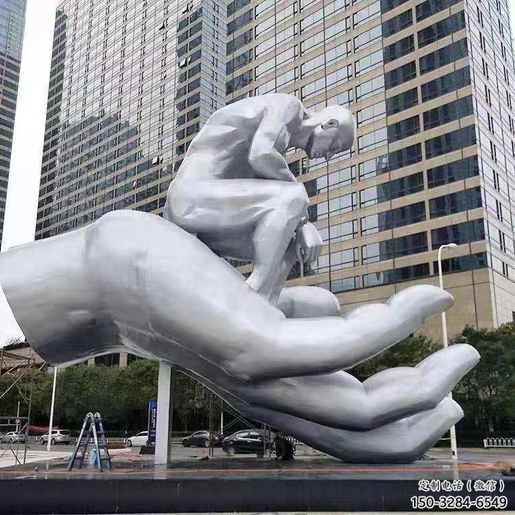 延邊沉思者雕塑，景觀雕塑，手托人物雕塑廠家提供