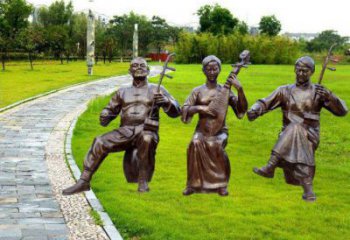 通化拉二胡雕塑點擊，景觀雕塑，別墅民俗人物雕塑供求