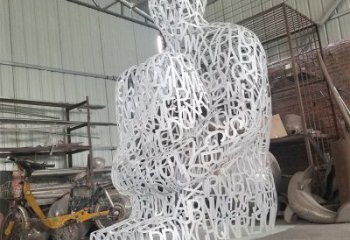西湖大型鏤空人物雕塑常用，戶外擺放，鐵藝字母人物雕塑展示