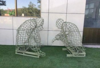 新建鏤空下棋雕塑供需，廣場雕塑，鐵藝民俗人物雕塑選用