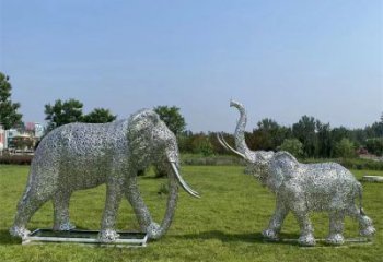 城西鏤空大象雕塑制造商，動物擺件，透雕大象雕塑定制