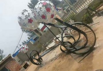 東營大型蒲公英坐凳雕塑，現(xiàn)代元素設(shè)計(jì)，不銹鋼坐凳雕塑