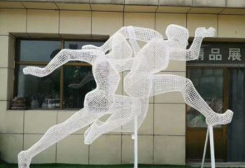 杏花嶺鏤空跨欄雕塑制造商，透雕雕塑，鐵藝體育人物雕塑供給