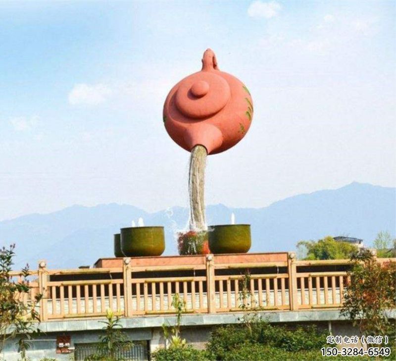 瀘州公園天壺雕塑工廠，不銹鋼材質，圓雕形式