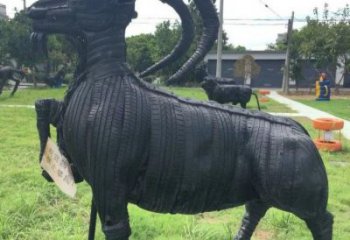 新城輪胎山羊雕塑供應，公園雕塑，鑄銅輪胎羊雕塑供求