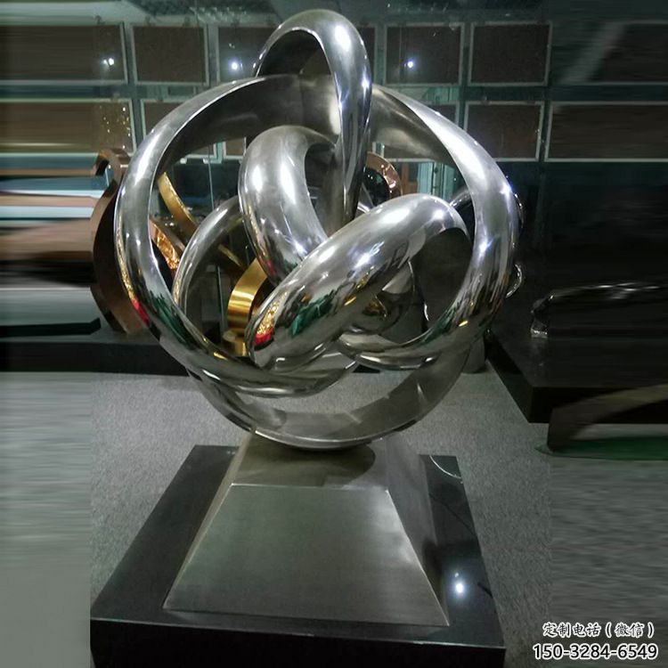 拉薩地產雙環雕塑定做，城區小品，景觀不銹鋼雙環雕塑定價