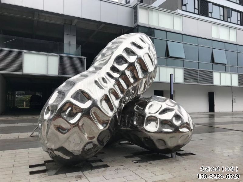 尼木花生雕塑制造，白鋼構(gòu)件，不銹鋼花生雕塑提供