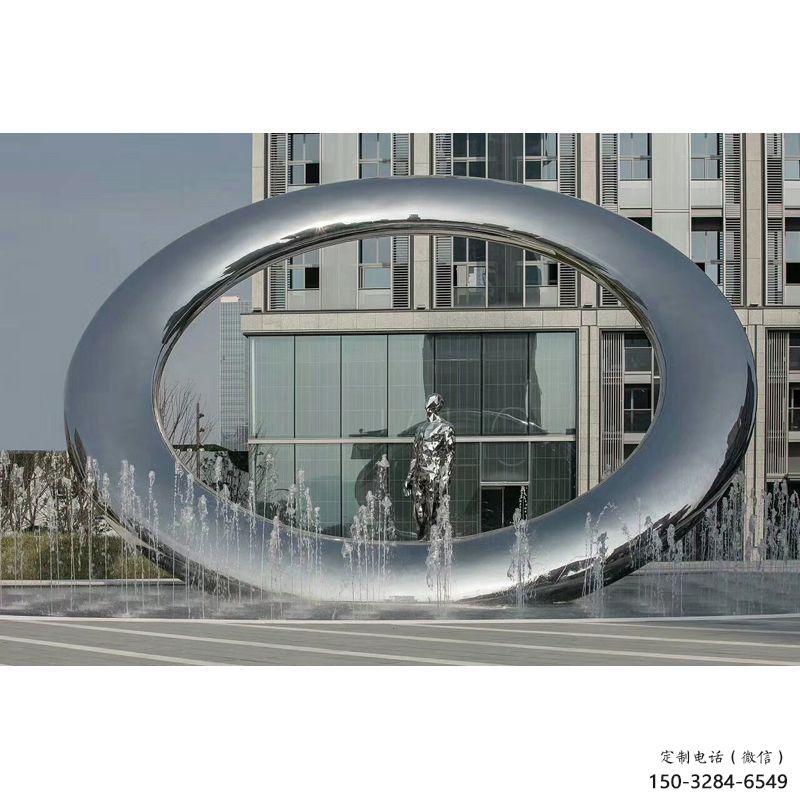 大理小區圓環雕塑，水簾噴泉雕塑，水景藝術效果