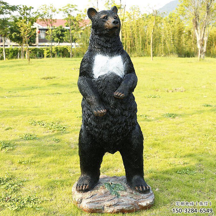 萬(wàn)盛街道黑熊雕塑，仿真動(dòng)物雕塑，古銅效果