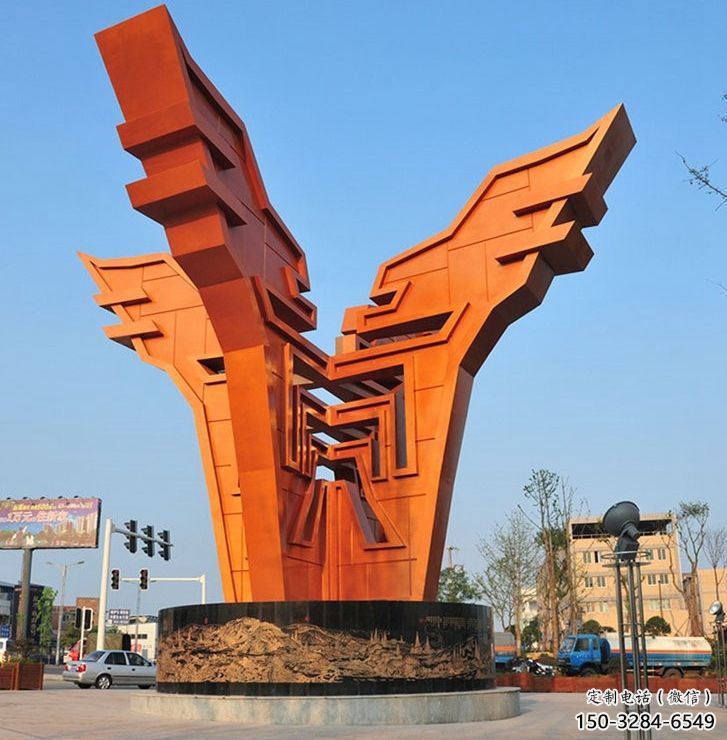 渝北城市精神堡壘雕塑，抽象建筑元素，廣場景觀雕塑小品