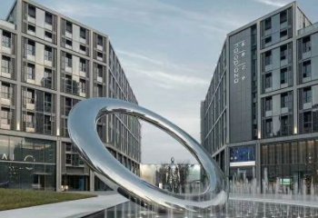 喀什水簾圓環雕塑，直噴式旱地水景噴泉雕塑