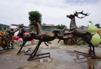 南岸戶外小鹿批發，動物雕塑，梅花鹿銅雕塑供求