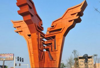 渝北城市精神堡壘雕塑，抽象建筑元素，廣場(chǎng)景觀雕塑小品