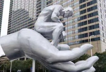 雙橋沉思者雕塑，景觀雕塑，手托人物雕塑廠家提供